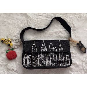 New York City‎ NYC Beaded Bag with Charms Taxi Cab And Apple Made In India Viral